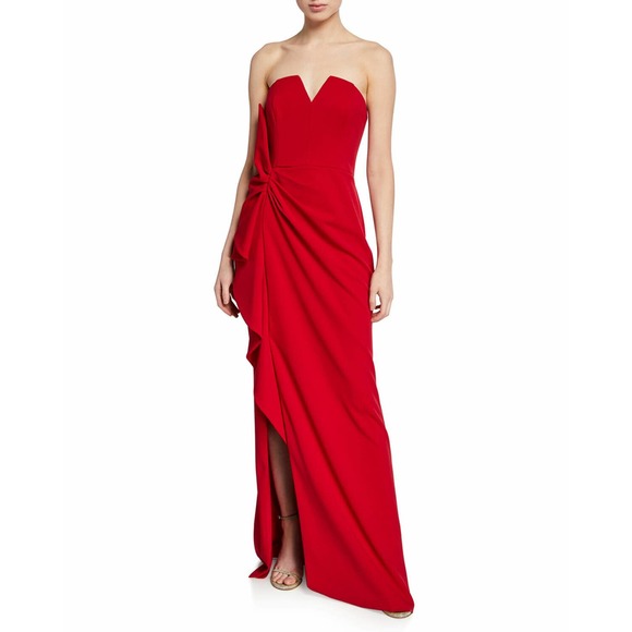 Aidan Mattox Dresses & Skirts - Aidan Mattox ruby red crepe strapless V neck gown dress size 10